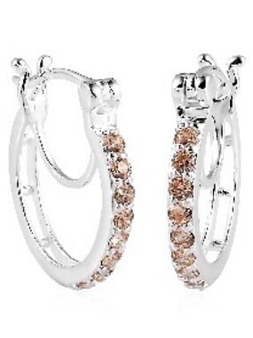 Lovely D’Joy simulated champagne diamond in sterling silver hoops earrings hoop